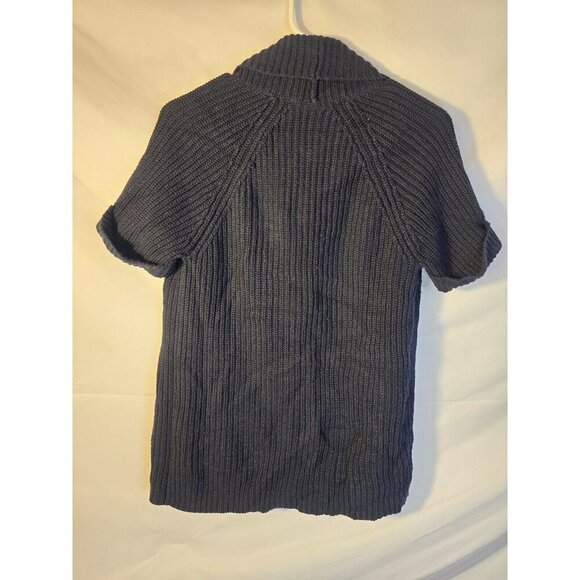 Ann Taylor Chunky Knit Cardigan Sweater Short Sleeve Black Womens Size Small S - Picture 2 of 2